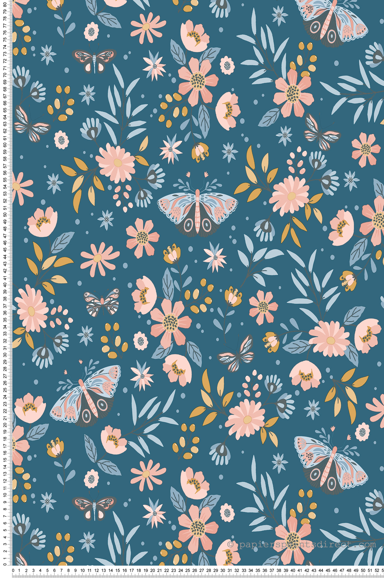 Papier peint Papillons et Fleurs bleu et irisé - La belle histoire d'Ugépa | Réf. UGP-M58101