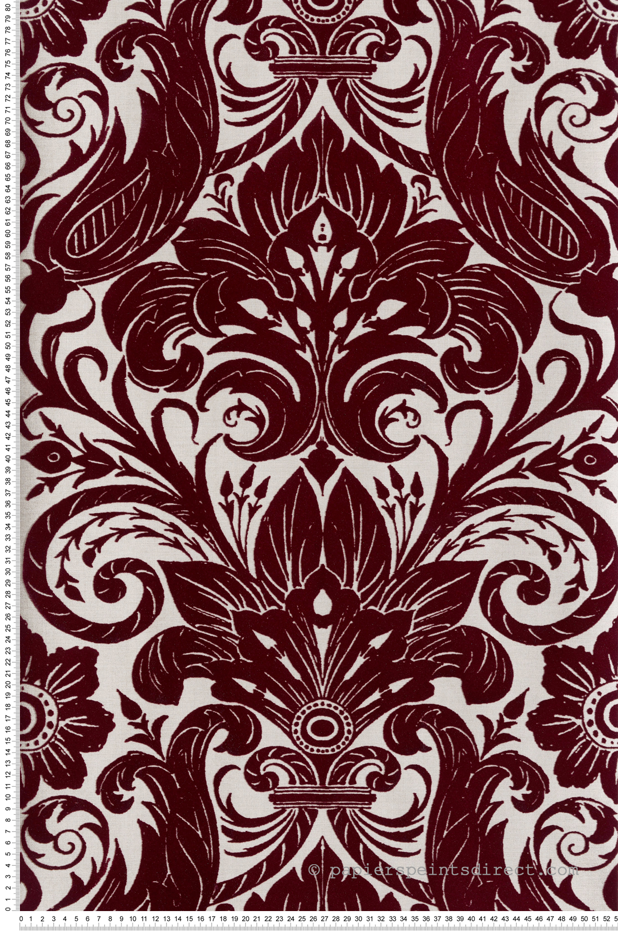 Papier peint Médaillon Floral Velours bordeaux - The Wall Llewelyn-Bowen de Lutèce | Réf. LTC-LB25170