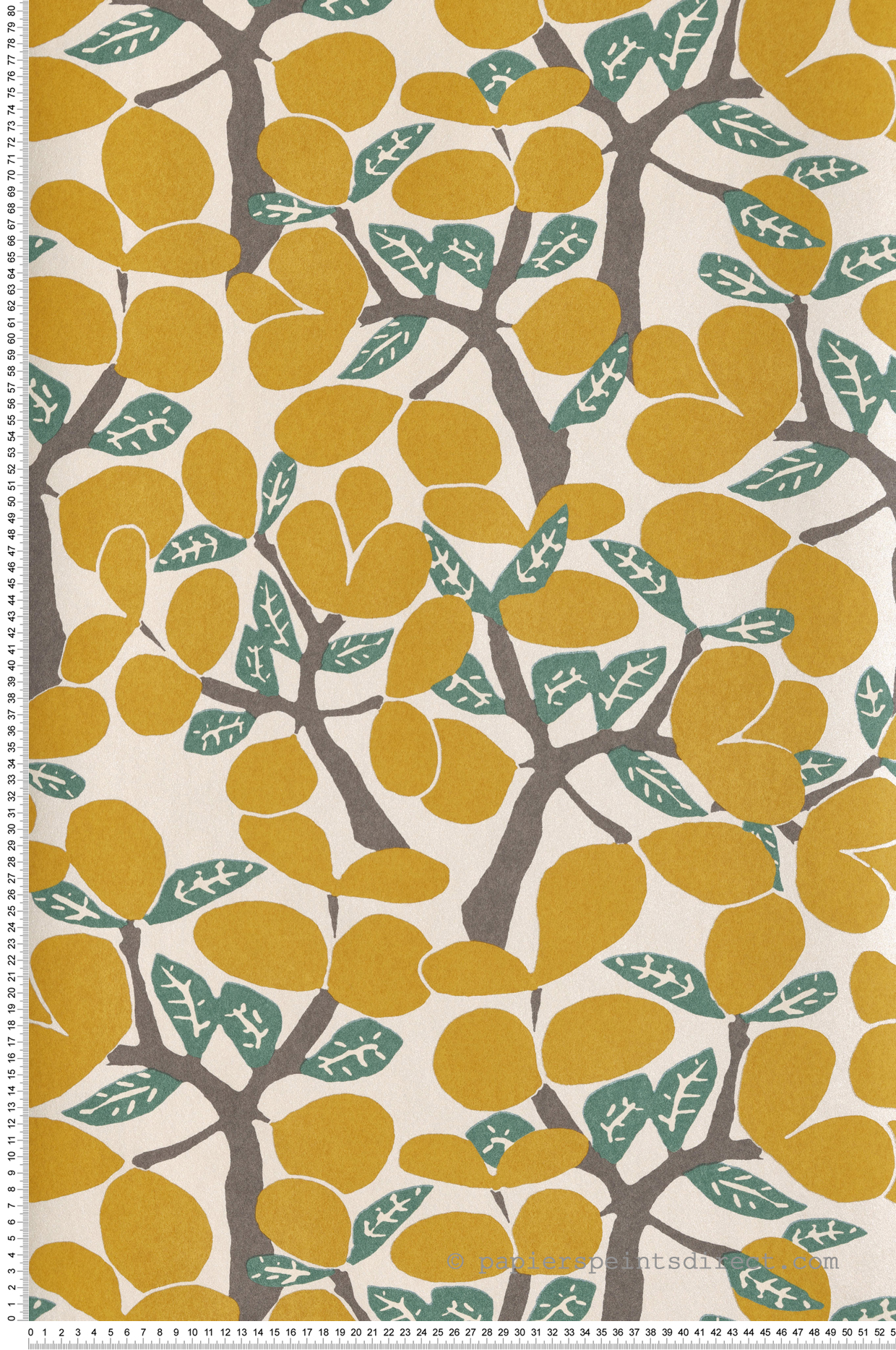 Papier peint Arbre Citronnier jaune vert nacré - Merida de Montecolino | Réf. MC-BA26051