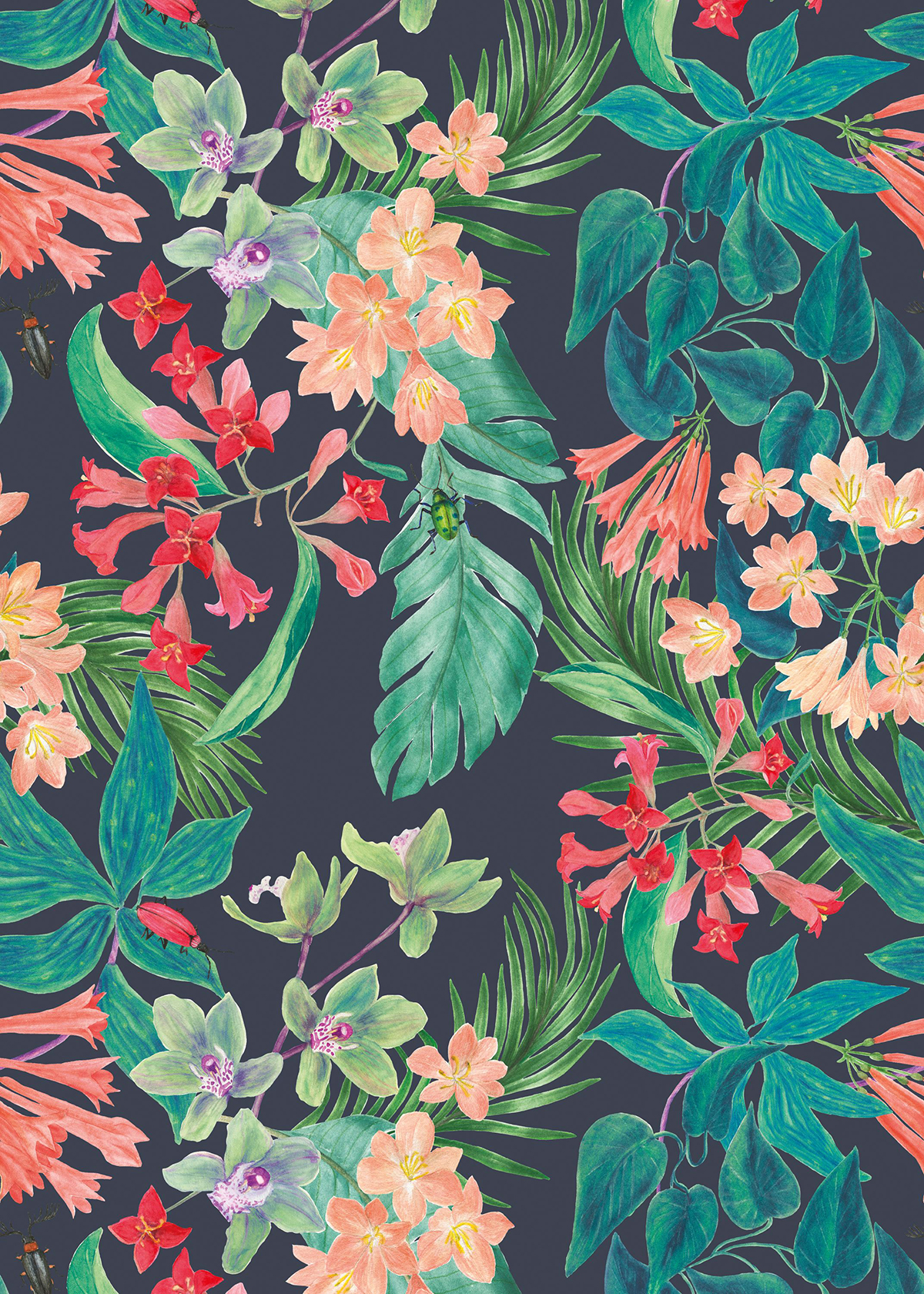 Papier peint panoramique Fleurs Maylis rouge - Beauty Full Image 2 de Casadéco | Réf. BFM102487892