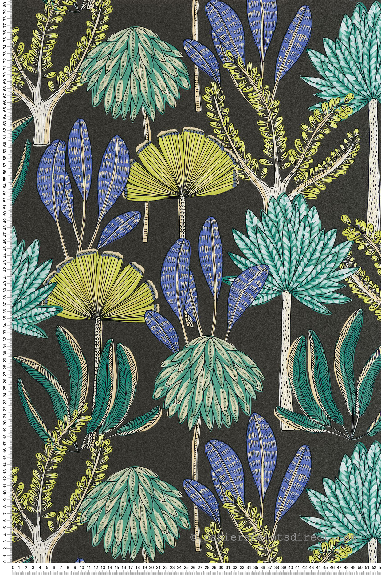 Papier peint Feuillages Jungle Bali noir vert - Stay Wild de Casélio | Réf. WILD104939708