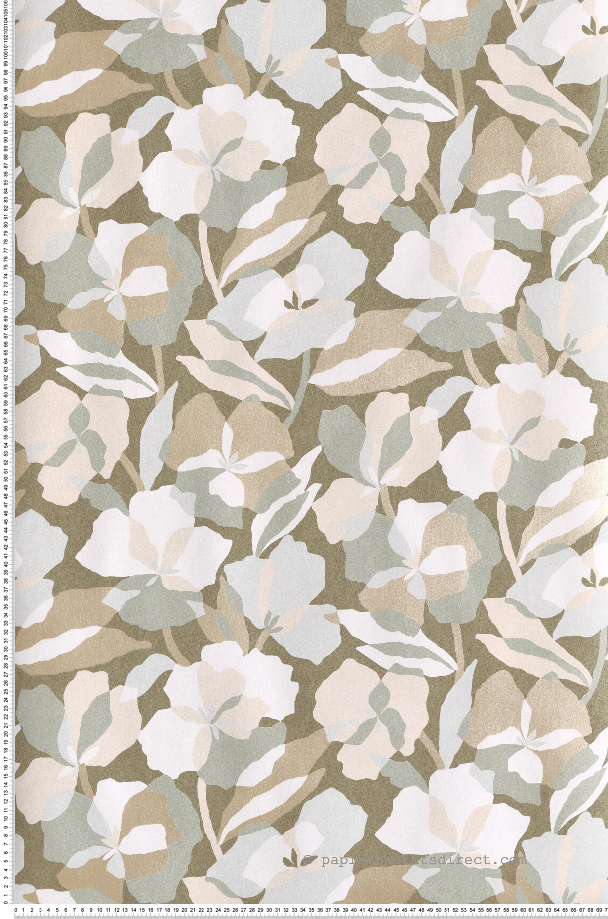 Papier peint Fleur Design Amaryllis vert sauge nacré - Jardin Félicia de Casamance | Réf. CAS-76580712