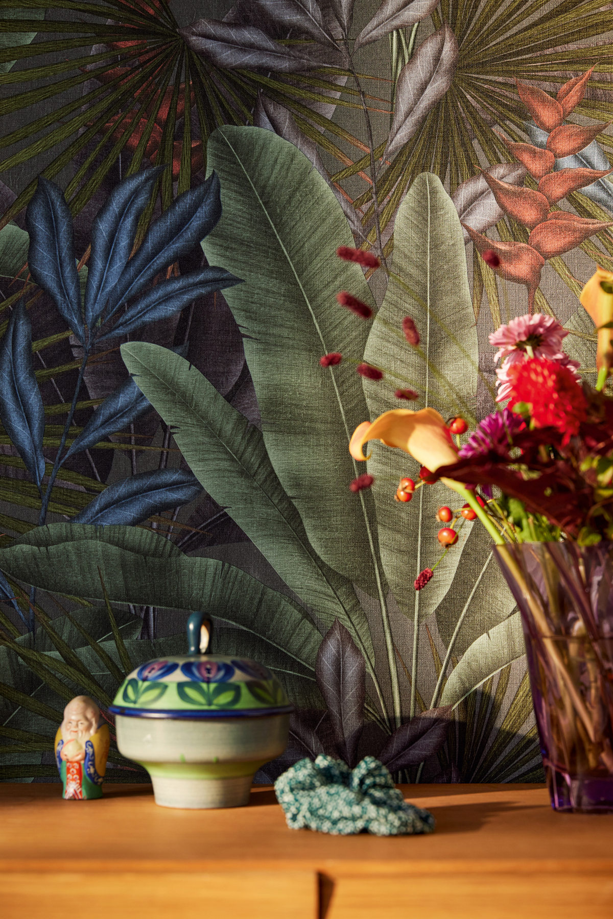 Papier peint Feuillage Jungle Amazonienne bleu gris - Stories of Life d'A.S. Création AMB2 | Réf. AS-396471