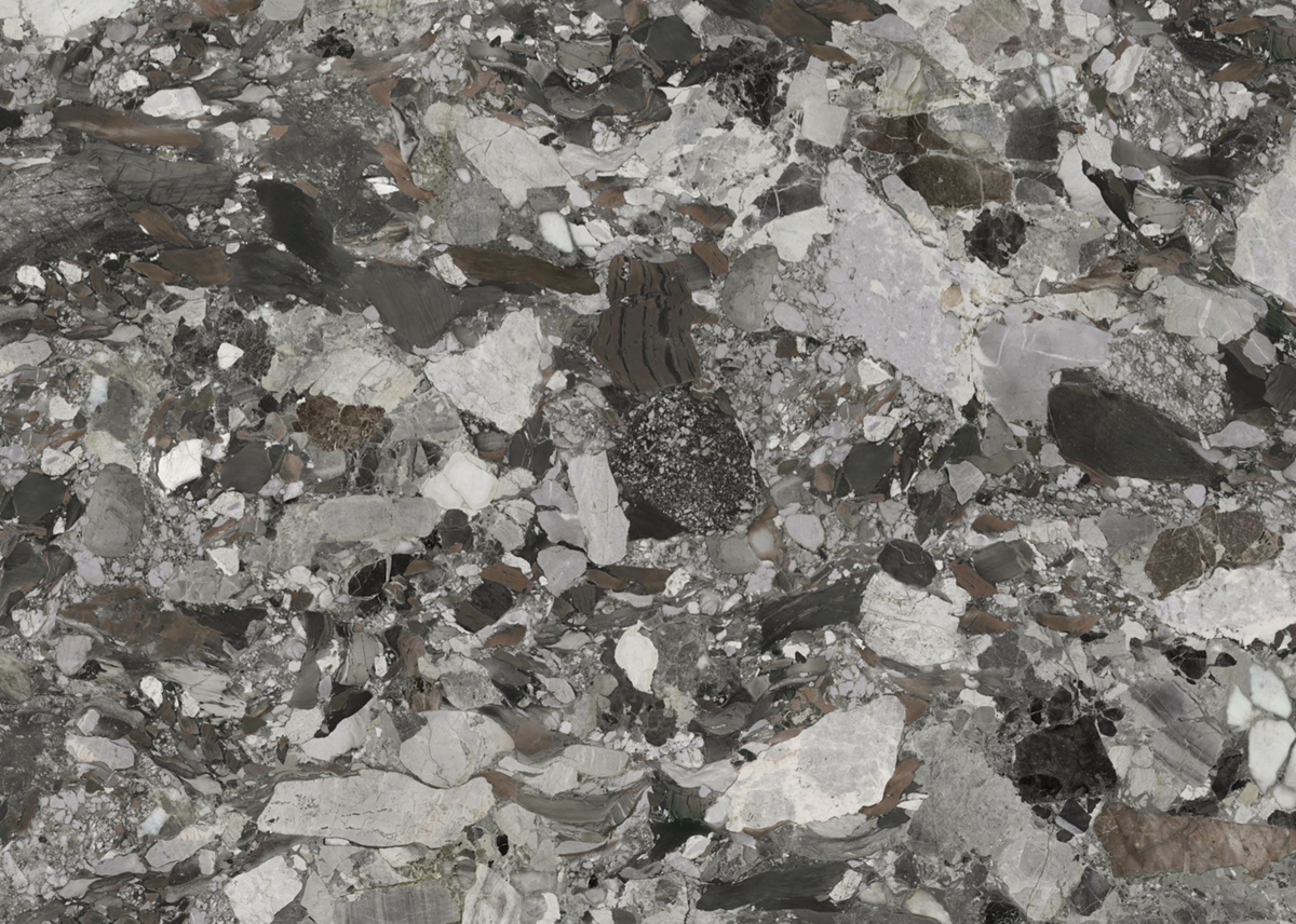 Papier peint panoramique Terrazzo Minéral gris - Seasons de Komar