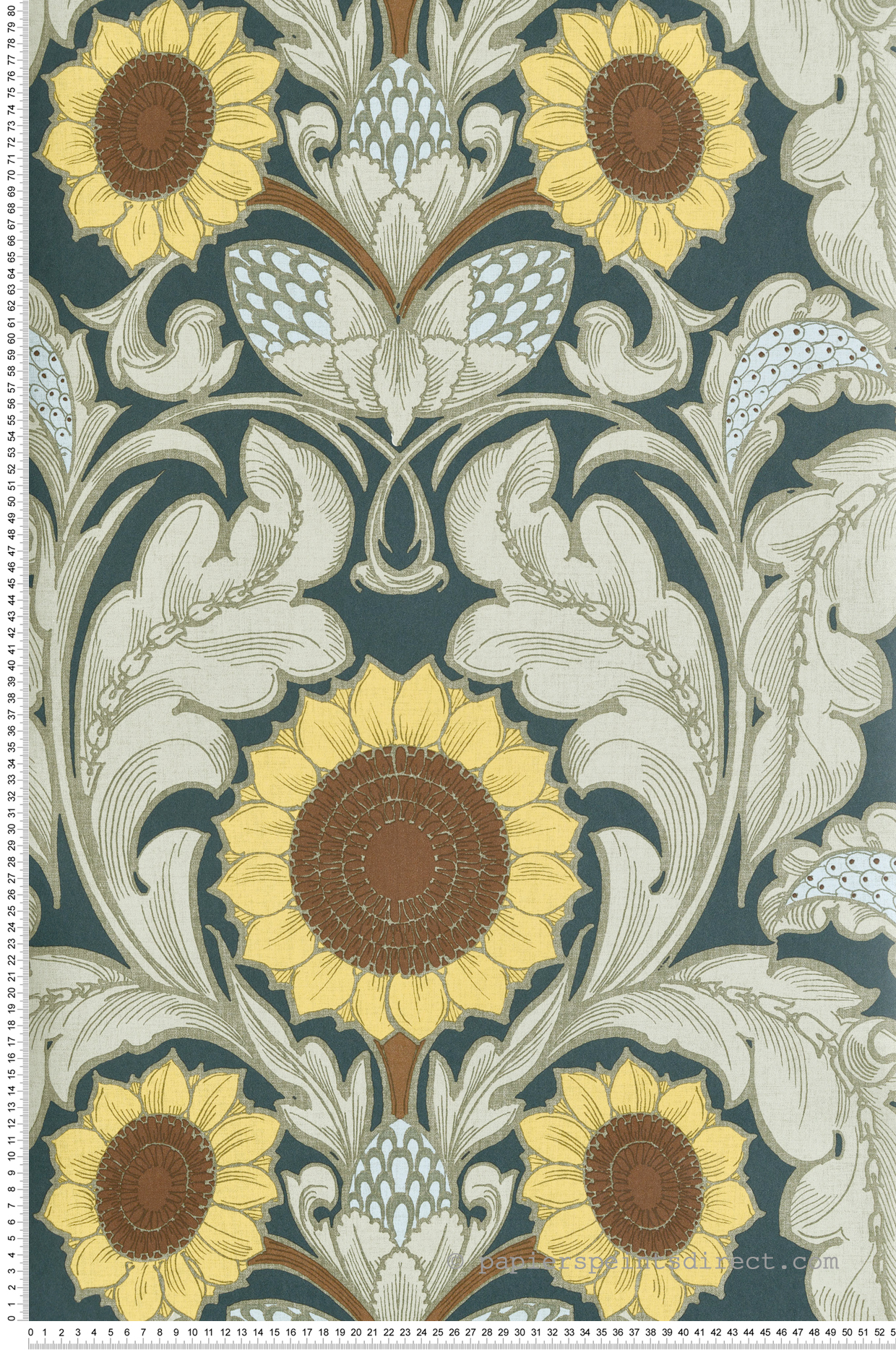 Papier peint Médaillon Tournesol Vintage vert jaune - The Wall Llewelyn-Bowen de Lutèce | Réf. LTC-LB25152