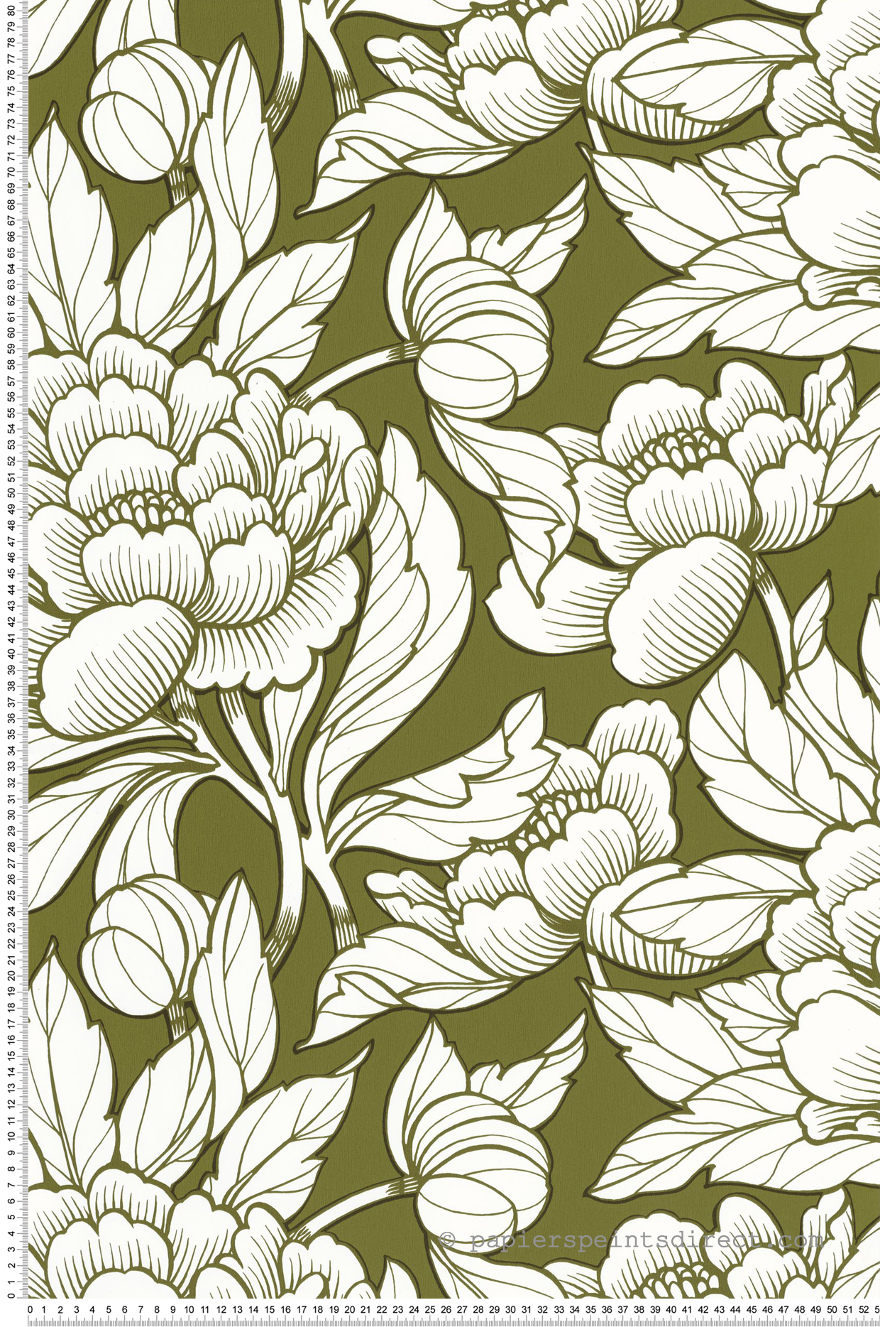 Papier peint Fleur Envergure kaki blanc - XXL de Casélio | Réf. XXL104547070
