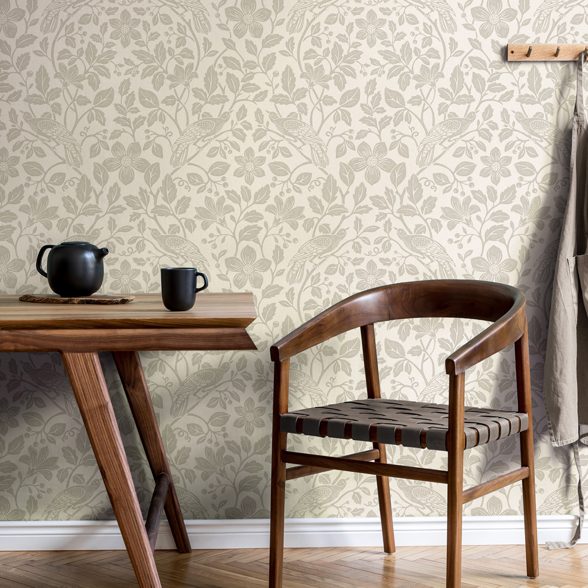 Papier peint Oiseau Floral Marlow grège - Beaux Arts de Lutèce | Réf. LTC-M1815