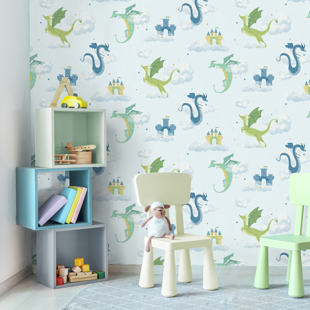 Papier peint Dragon Magie Enfant bleu - Imagine de Lutèce AMB2 | Réf. LTC-DL27550