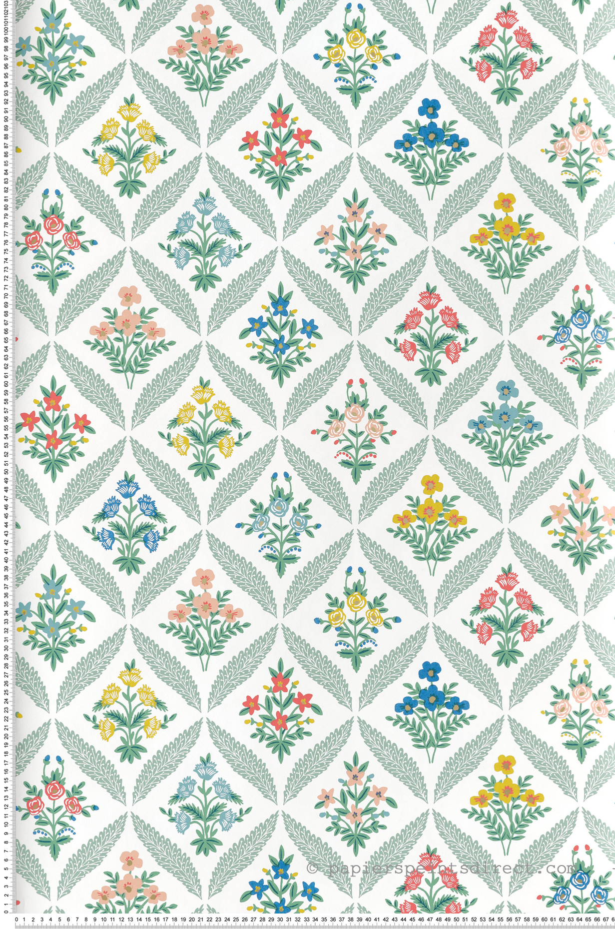 Papier peint Classique Floral Estee Garden sauge doré - Rifle Paper Co. 3 de York (Initiales) | Réf. INI-RF7513