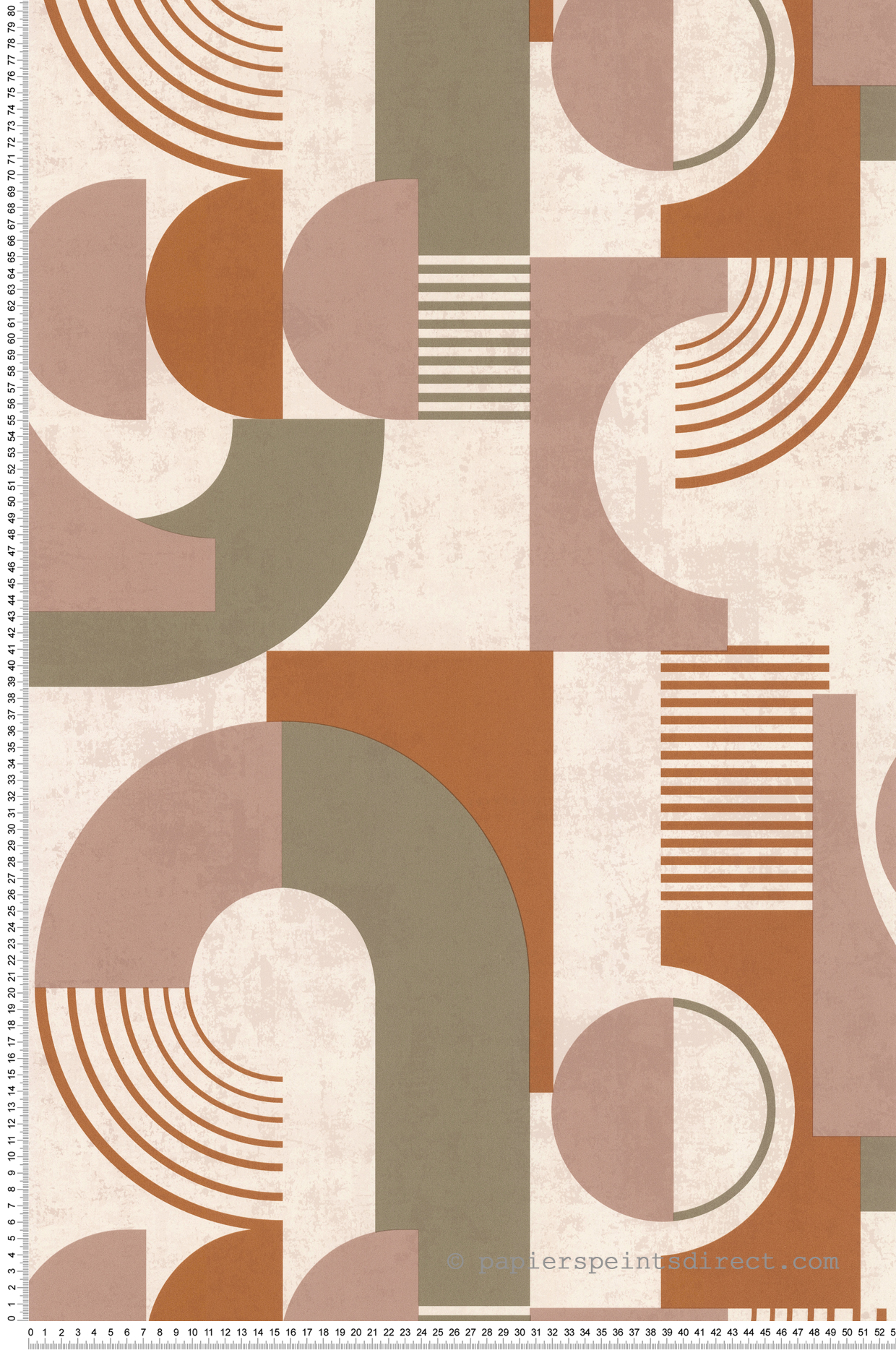 Papier peint Vintage 70'S rose terracotta kaki - Séjours & Chambres de Lutèce | Réf. LTC-51222403