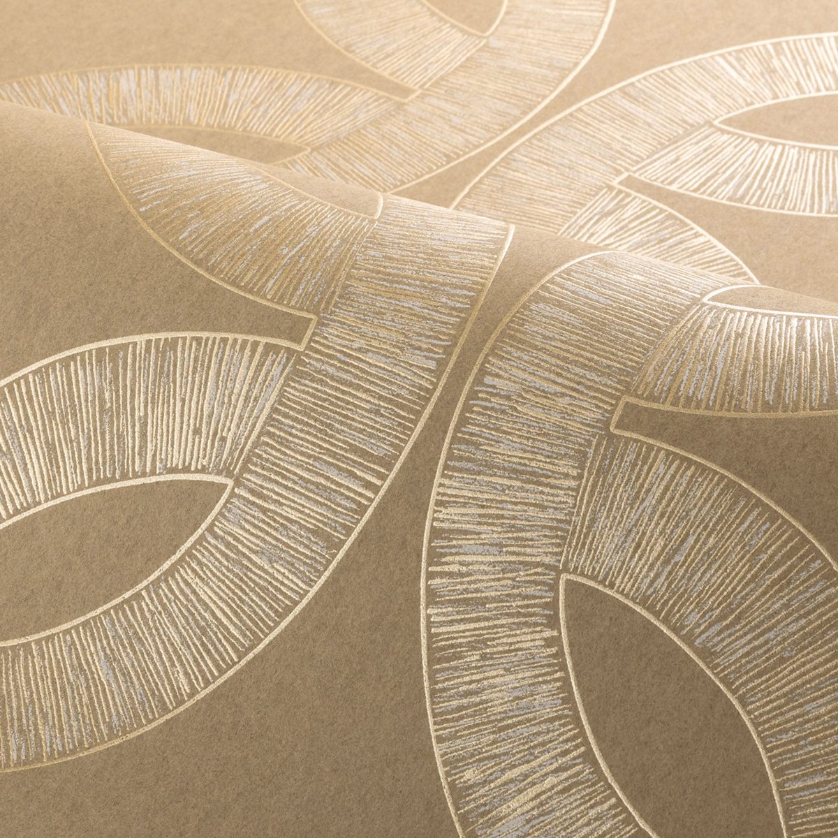Papier peint Feuilles Géométriques Etienne praline doré - Isadora de Casamance | Réf. CAS-70692140