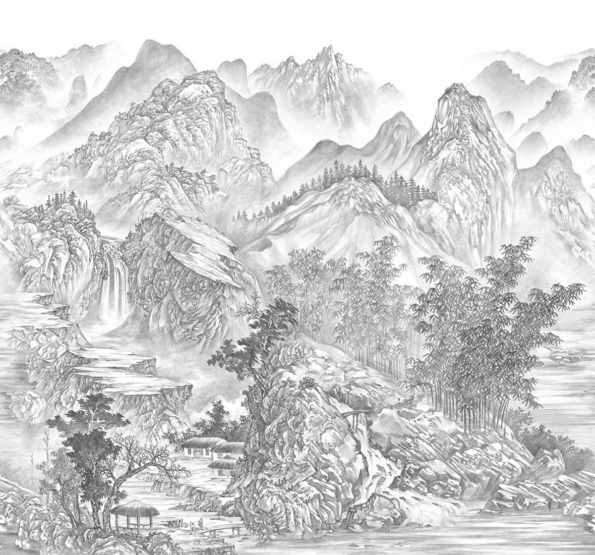 Papier peint panoramique Montagne Fusain gris - Beauty Full Image 2 de Casadéco | Réf. BFMA87119104