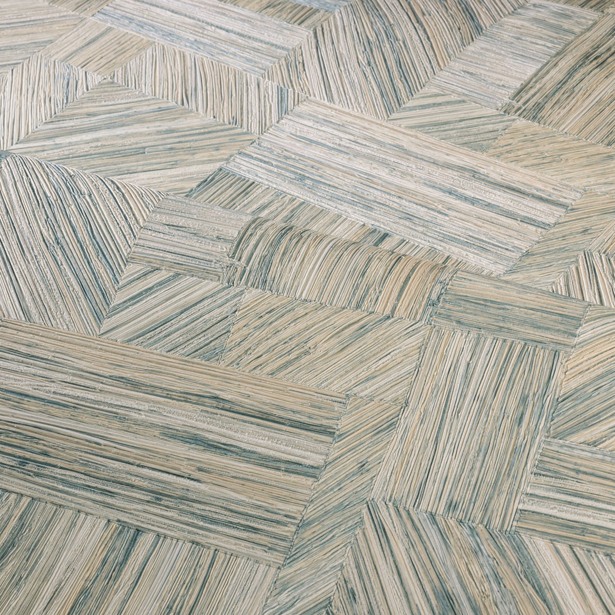 Papier peint Marqueterie Paille Imbrication bleu givré - Nature sur Mesure de Casamance | Réf. CAS-76891834