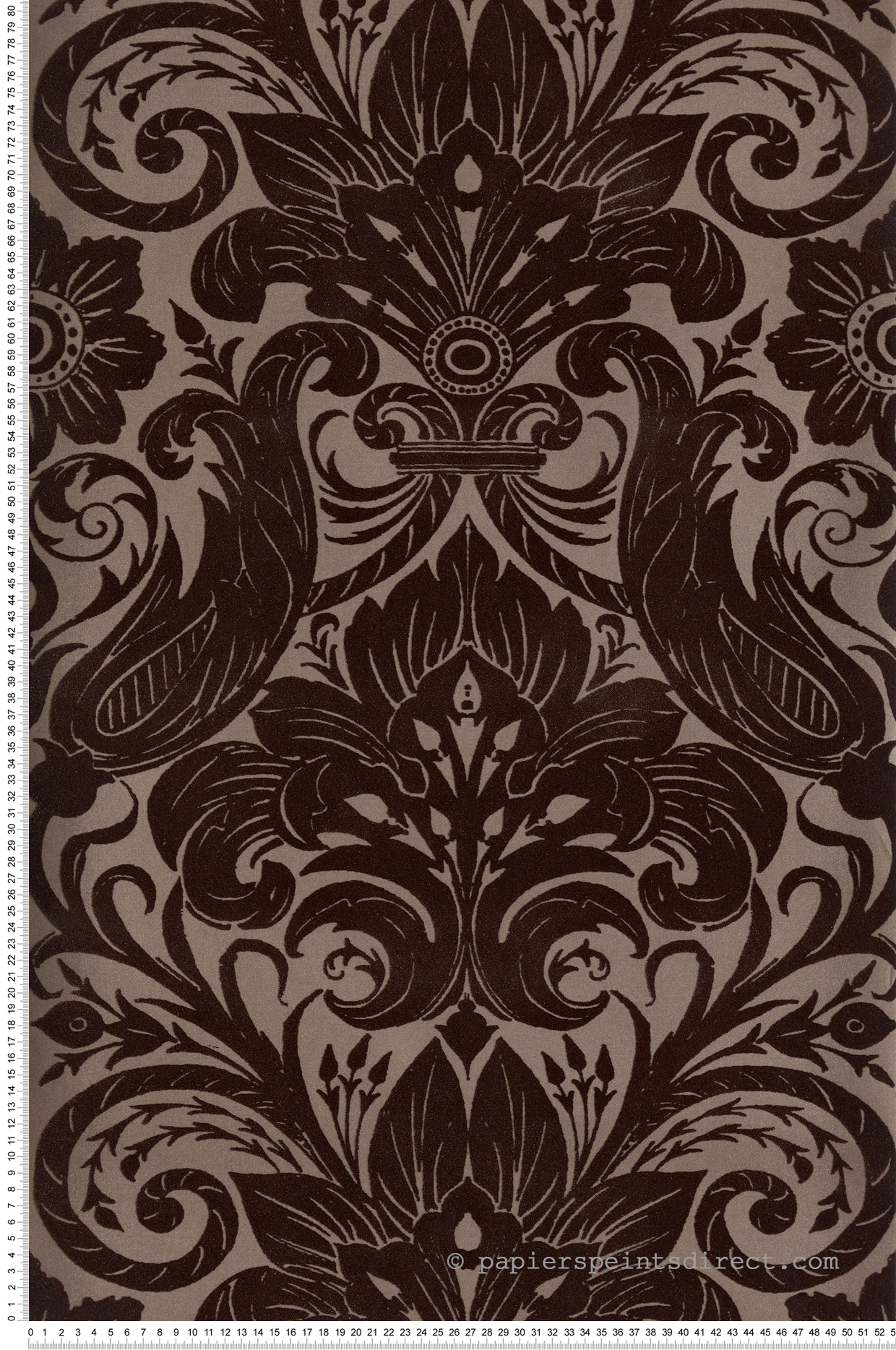 Papier peint Médaillon Floral Velours marron  - The Wall Llewelyn-Bowen de Lutèce | Réf. LTC-LB25168