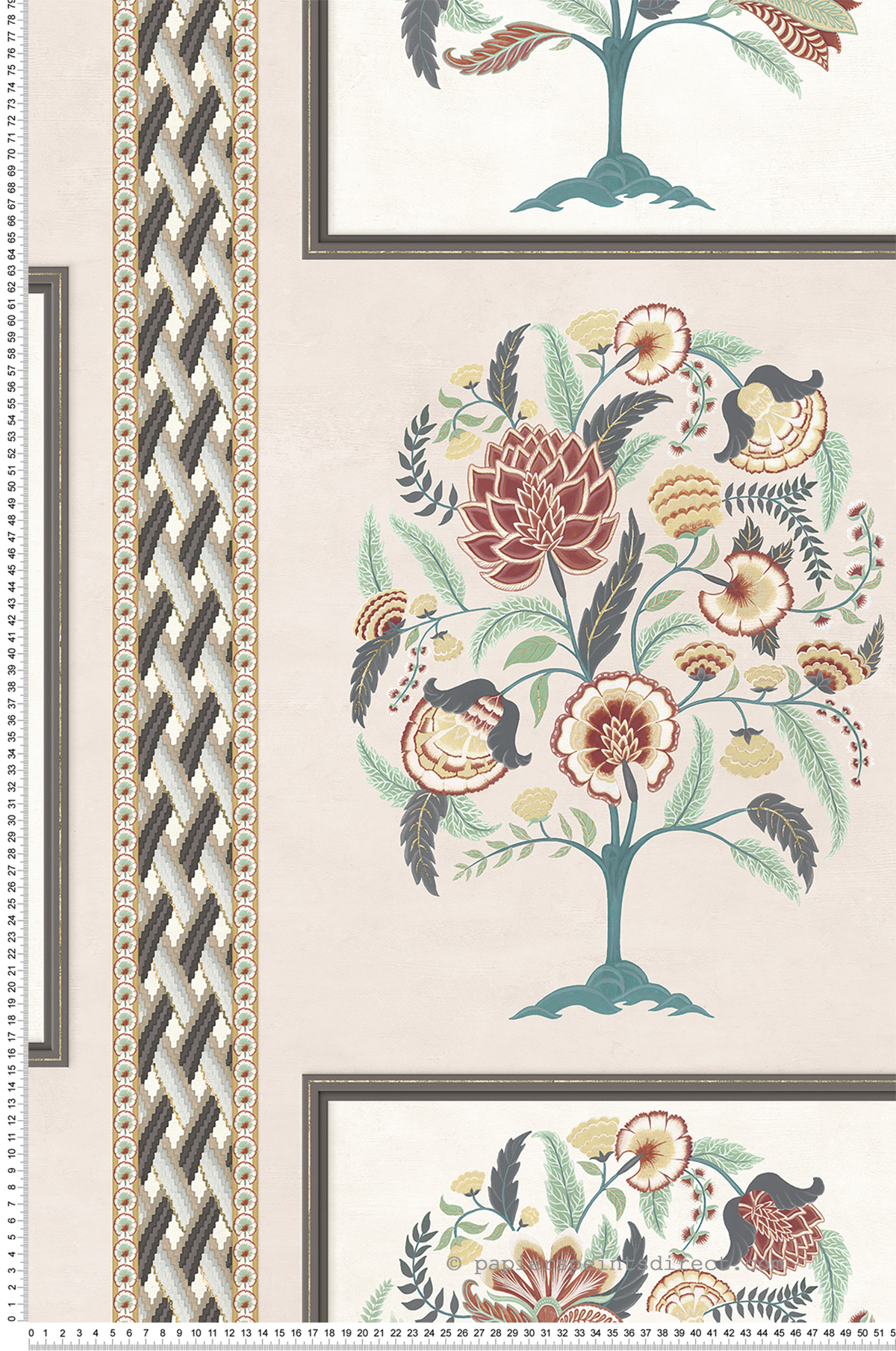 Papier peint Cadre de Fleurs Taniska marron - Byzance d'Osborne & Little | Réf. OSB-W7906-04