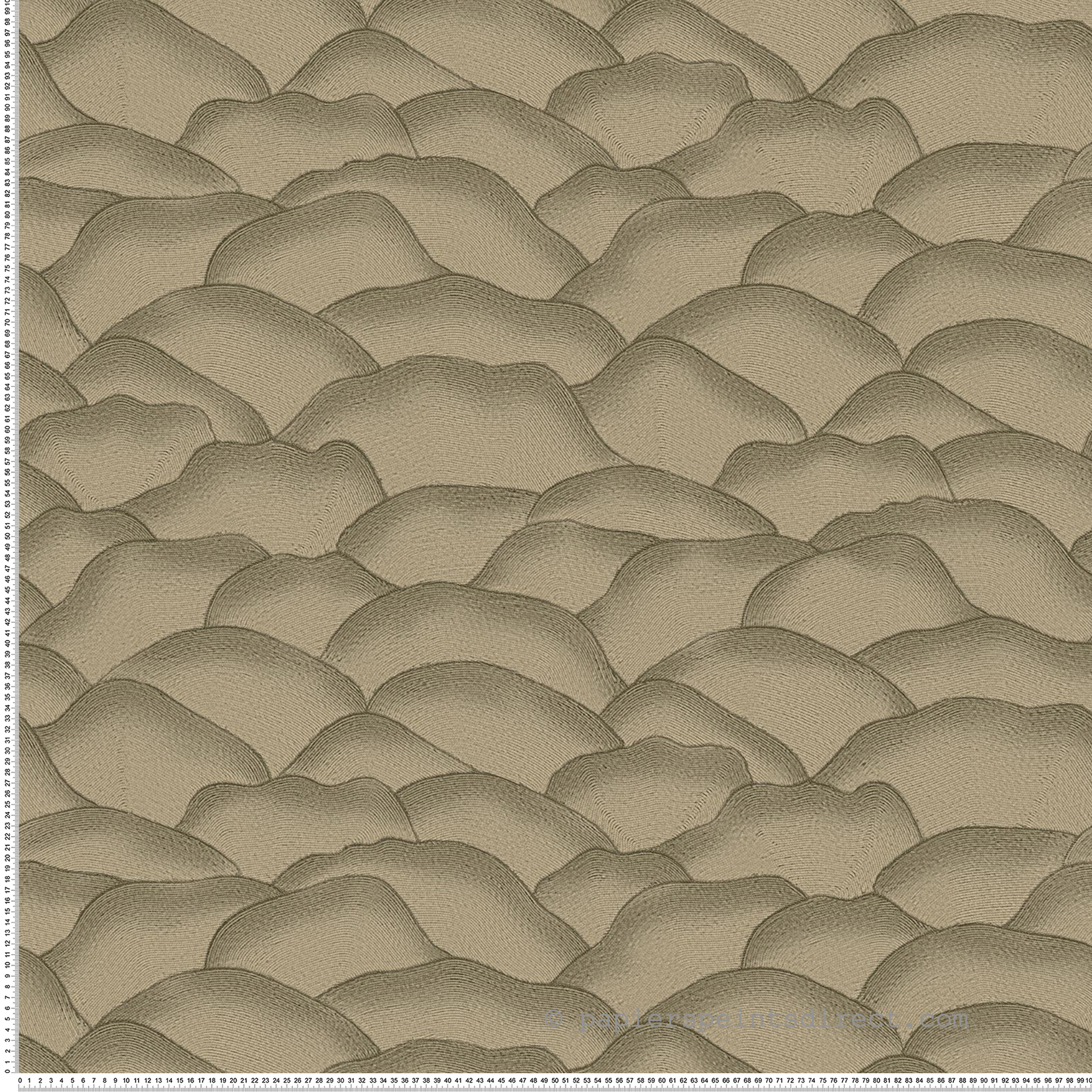 Papier peint Vagues Douces Ondula kaki - Broderies de Casamance | Réf. CAS-76971630