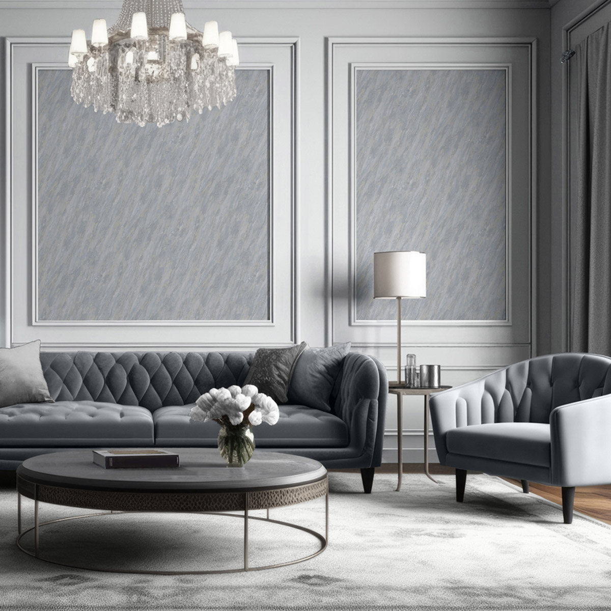 Papier Peint Marbre Paillettes gris clair argenté - Venezia d'Ugépa AMB2| Réf. UGP-M66309