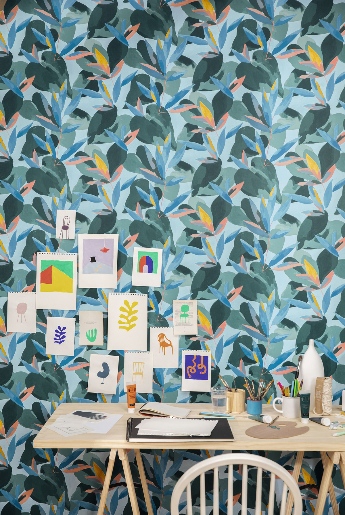Papier peint Feuillage Influence bleu et vert - Imagination de Casélio | AMB Réf. IMG102156127