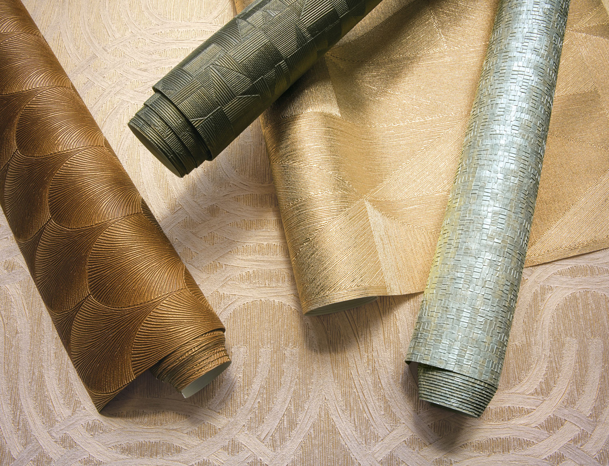 Papier peint Géométrique Parangon moutarde doré - Métal de Casamance AMB | Réf. CAS-75770916