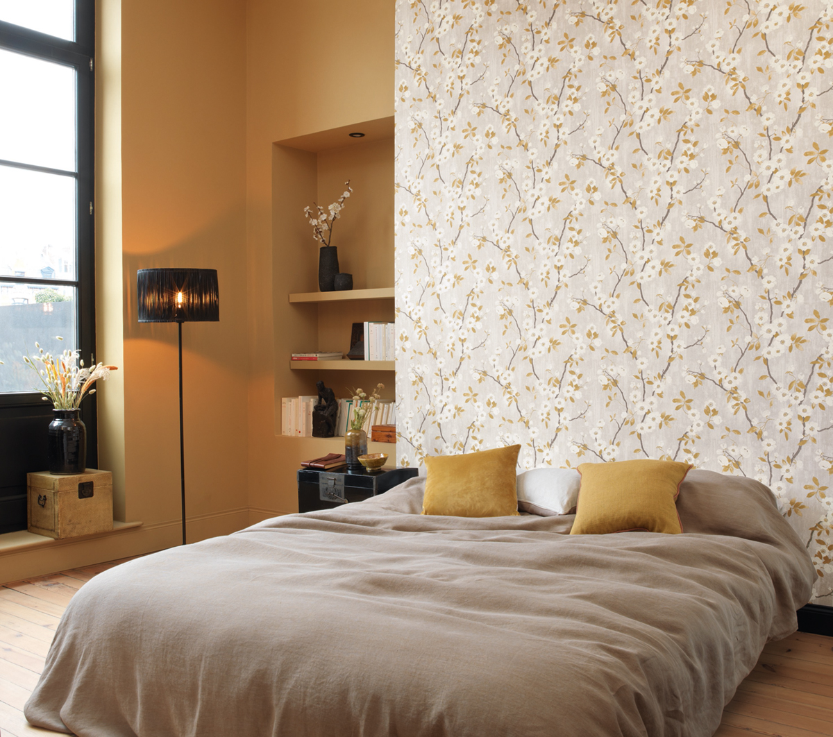 Papier peint Floral Spring Flower gris/beige - Delicacy de Casadéco | Réf. DELY85392327