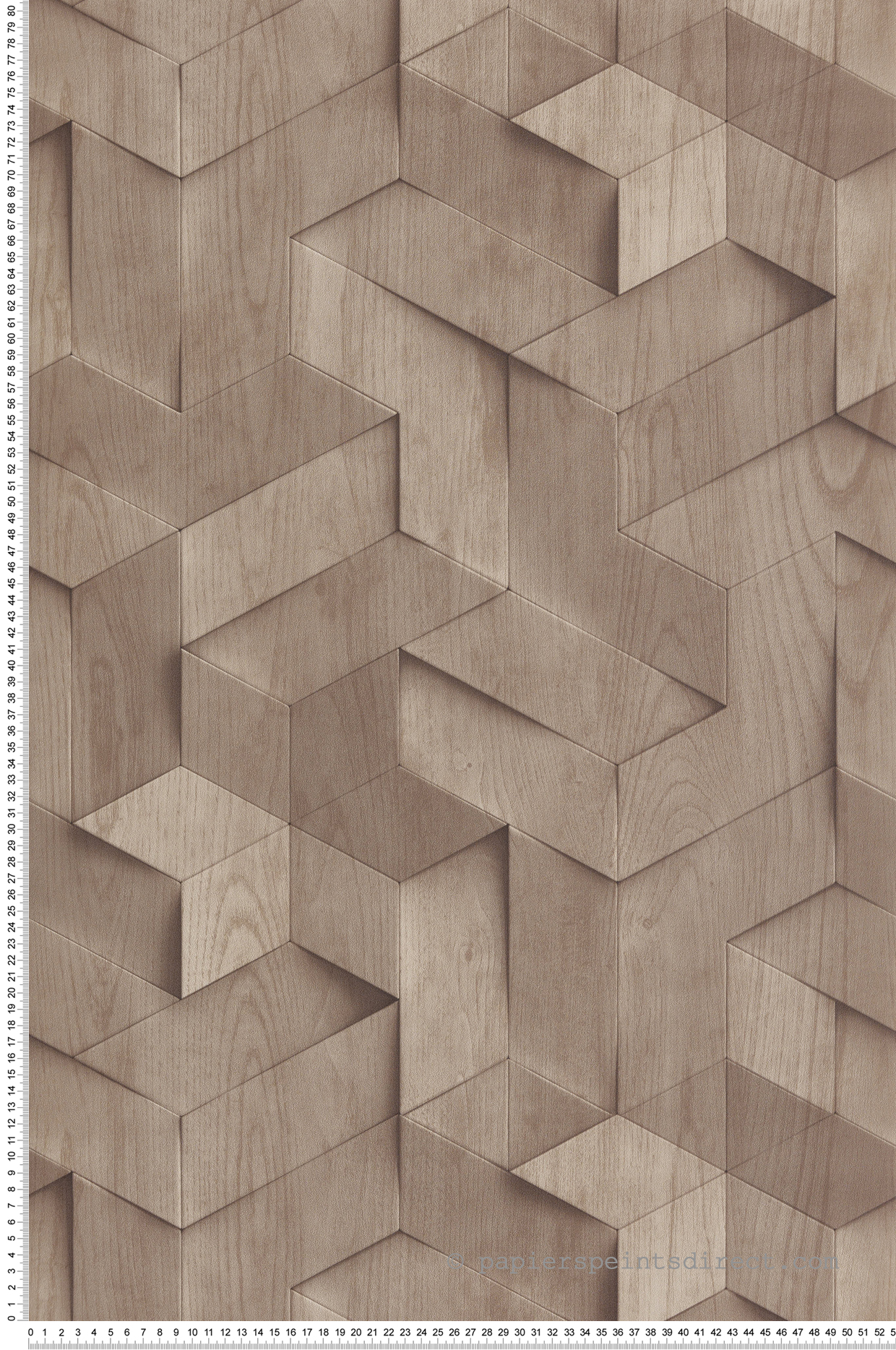 Papier peint Géométrie Bois 3D taupe - Brut d'Ugépa | Réf. UGP-M74408