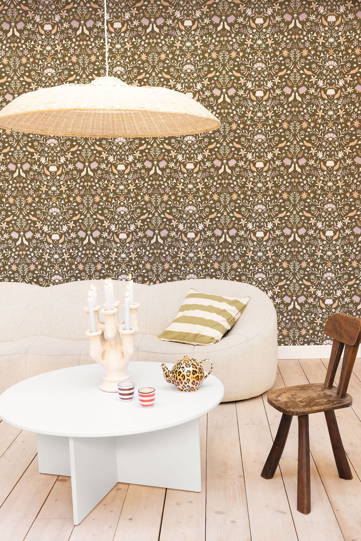 Papier peint Fleur Alizée Liberty marron - Bohème de Casélio | Réf. BOM103192514