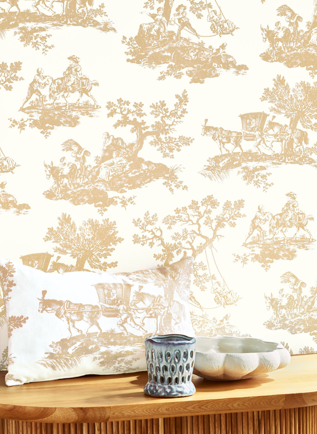 Tissu Classique Cadence beige - Les Belles Toiles de Jouy 2 de Casadéco | Ref. BTJD201771435