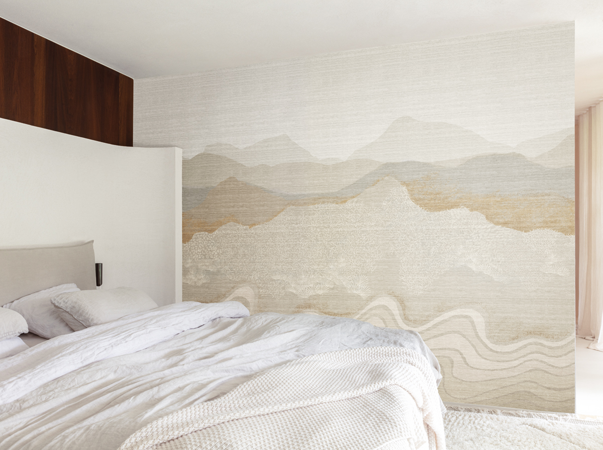 Papier peint panoramique Montagne Nebula beige - A, B et C H260 - Amazone de Masureel | Réf. MAS-DGZON202X-260