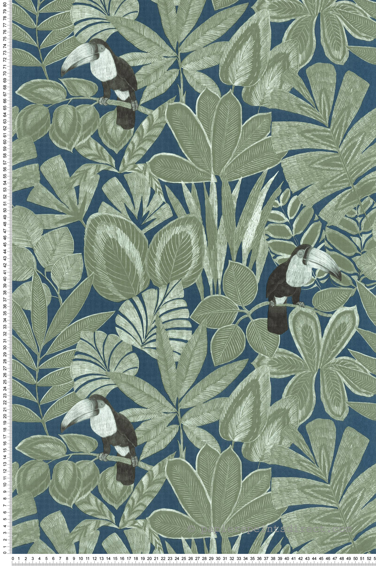 Papier peint Toucan Rio vert kaki bleu - Green & Co de Casélio | Réf. GCO103926791