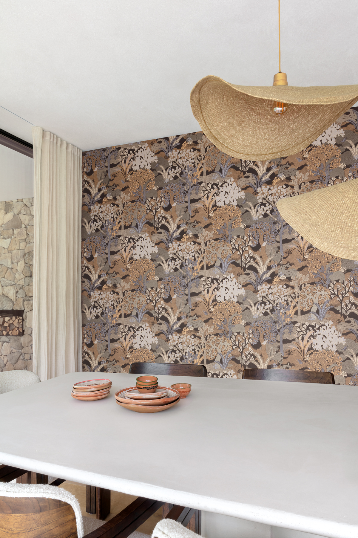 Papier peint Nature Ethnique Fabulo beige gris irisé - Amazone de Masureel | Réf. MAS-ZON506