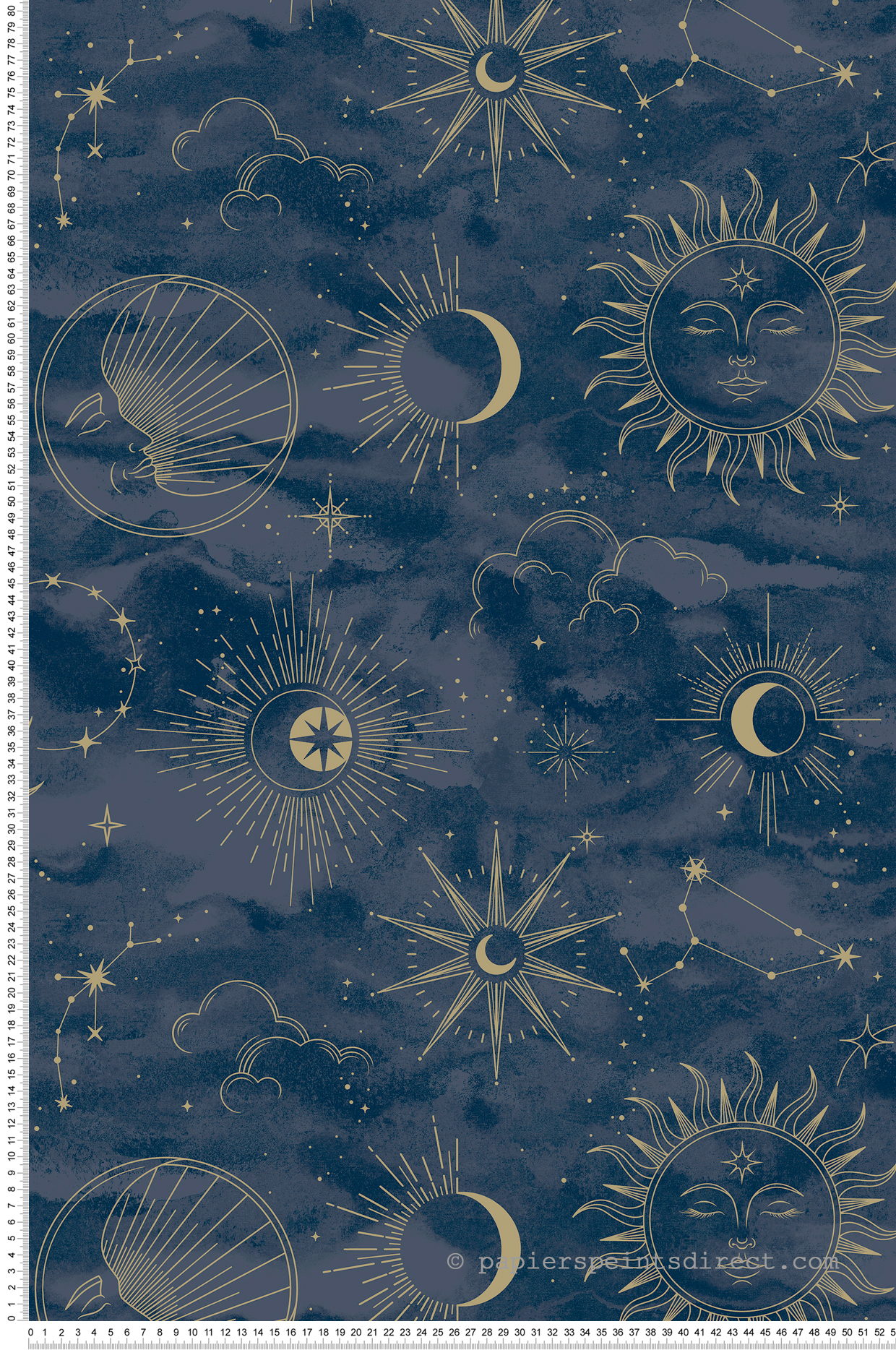 Papier peint Soleil Mystique Contemporain bleu doré - Imagine de Lutèce | Réf. LTC-DL27587