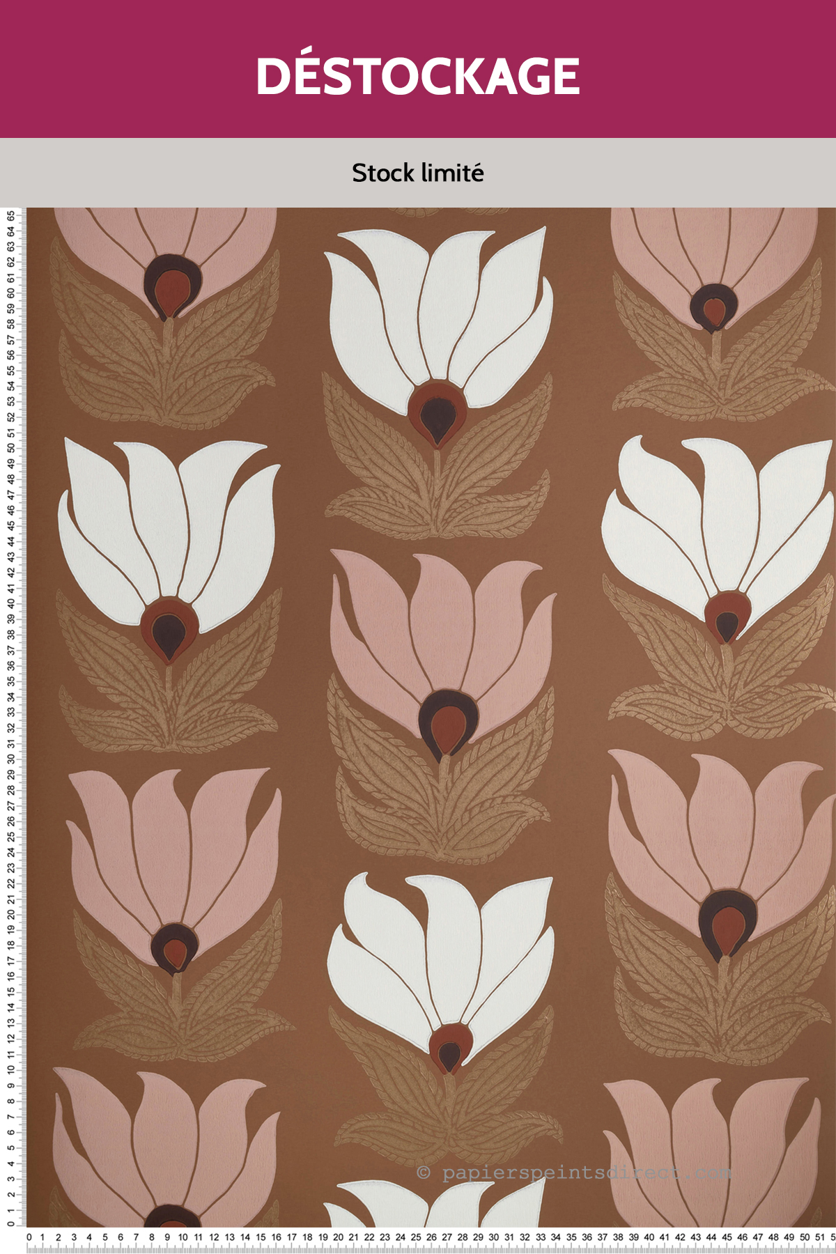 Papier peint Destockage - Fleur Graphique Dauphine ambre nude - Square Jasmin de Casamance