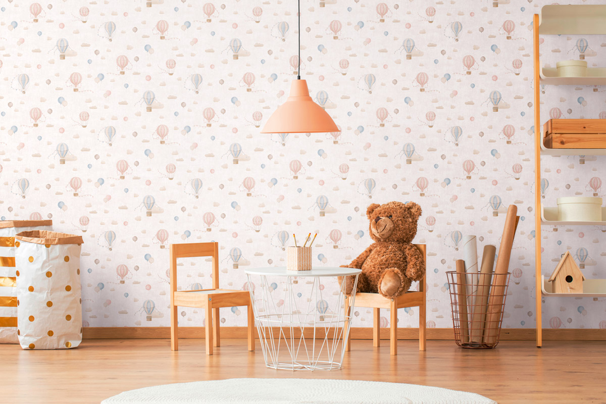 Papier peint Montgolfière Enfant rose bleu - Lilly & Luis d'A.S. Création | Réf. AS-770771