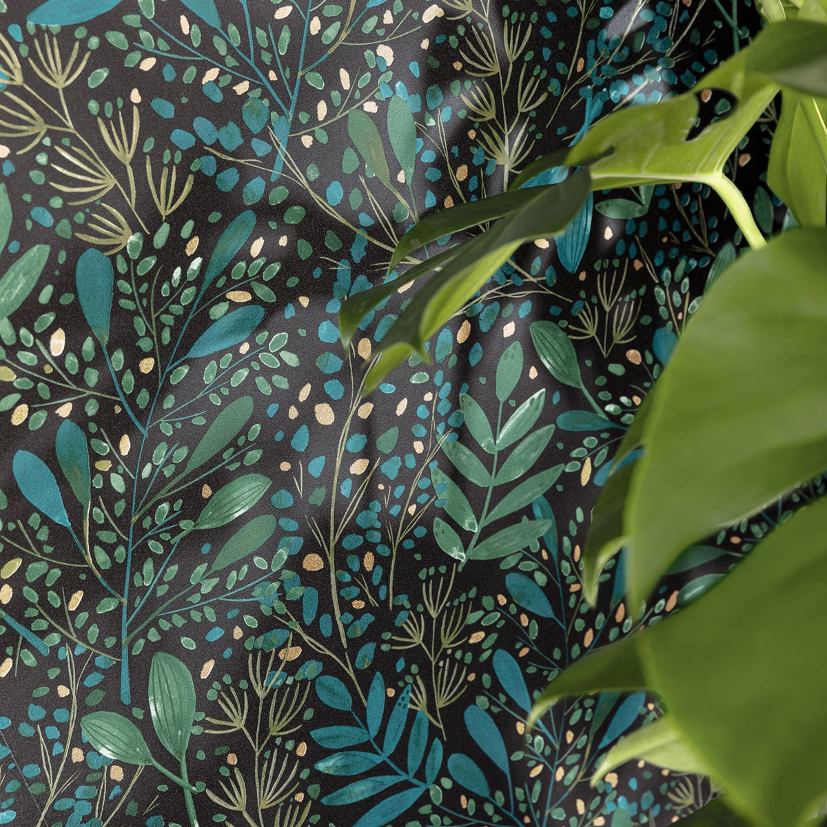 Papier peint Feuilles Joy vert canard doré - Green Life 2 de Casélio | Réf. GNL2101697692