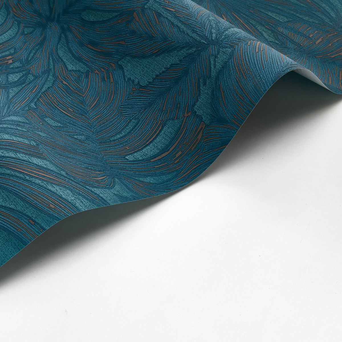 Papier peint Palmes Gravure Granada bleu canard - Vegetals de Casadéco AMBV| Réf. VEGE86436444