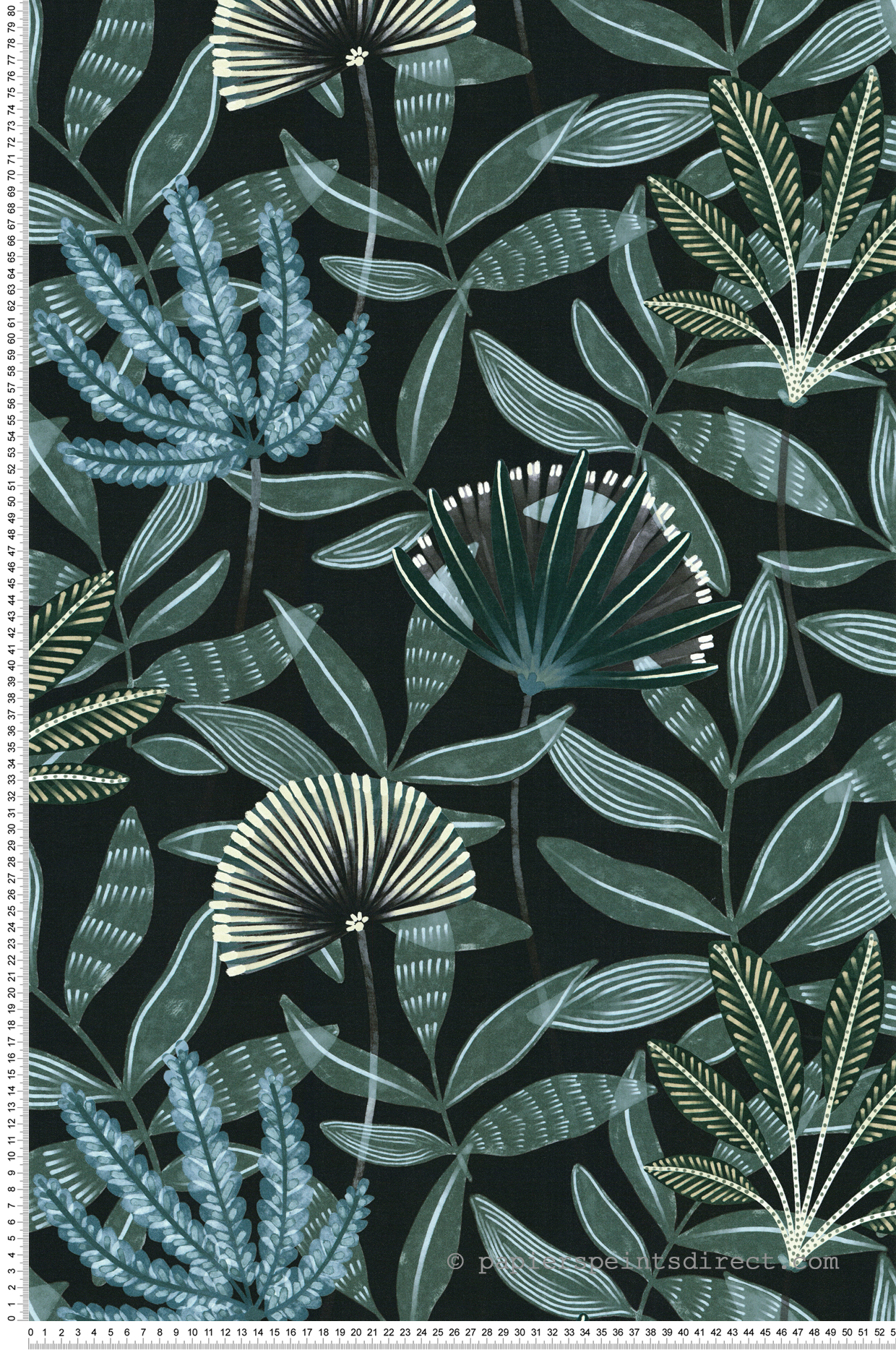 Papier peint Fleuri Capetown anthracite vert - Jardin d'Eden de Lutèce | Réf. LTC-51251304
