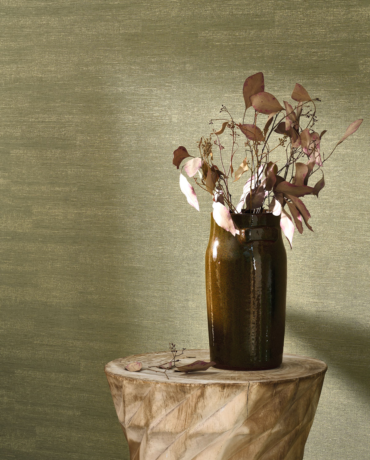 Papier peint Faux Uni Métallisé Pietra vert - Matera de Casadéco AMB2| Réf. MATA201147447