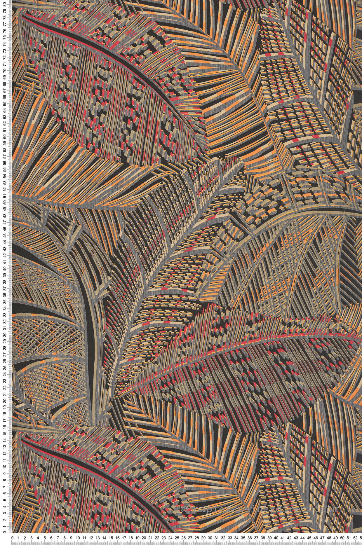 Papier peint Feuille Graphique noir orange - Picto de Lutèce | Réf. LTC-PIC310