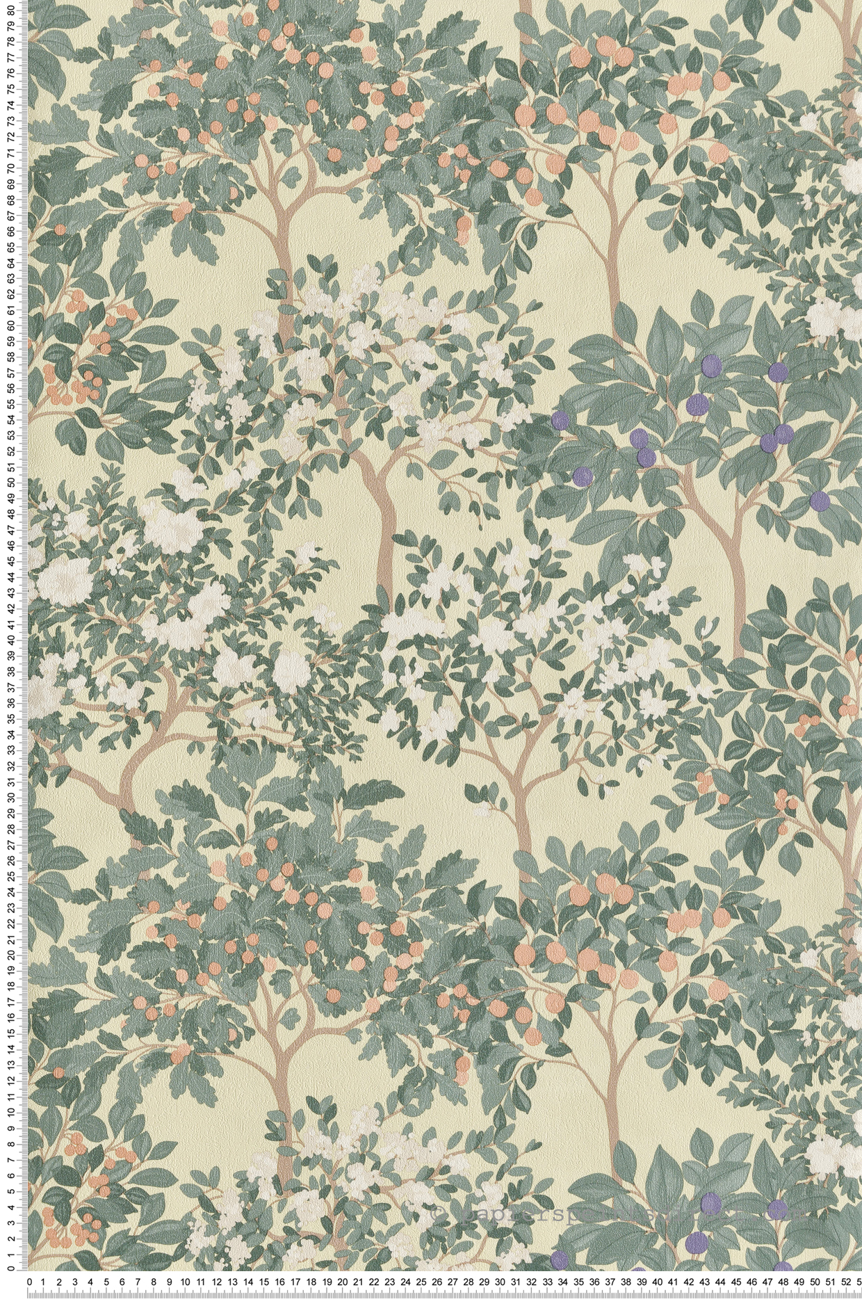 Papier Peint Arbre Jardin Fleuris jaune pastel - Flora d'Ugépa | Réf. UGP-M87304