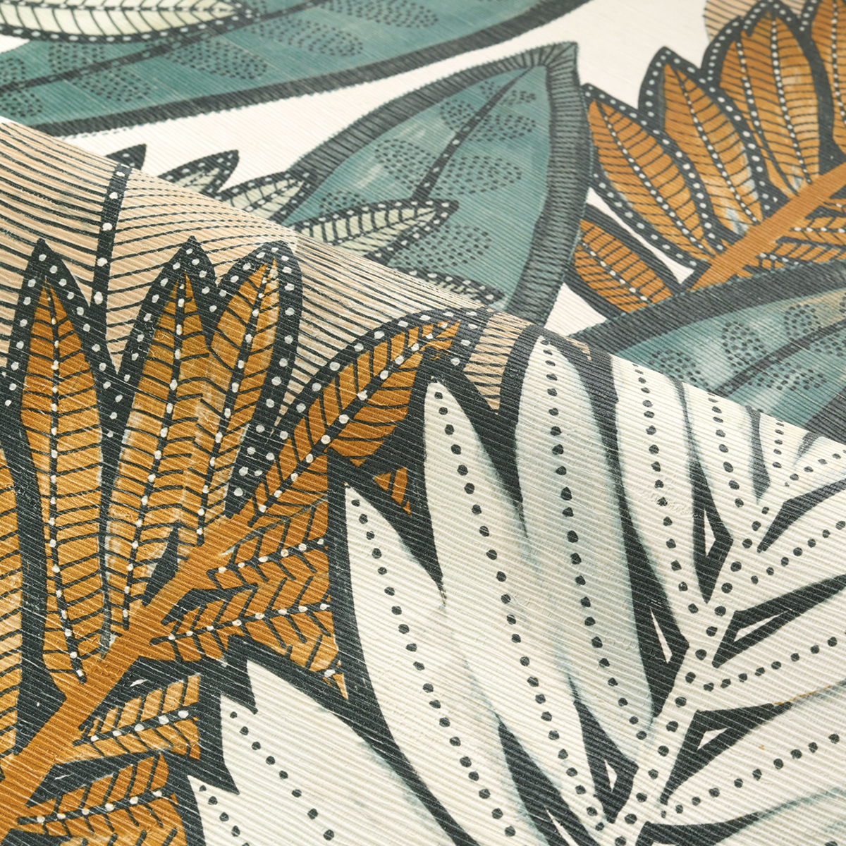 Papier peint Feuillage Sabal blanc vert - Aventura de Casamance AMBV | Réf. CAS-74680672