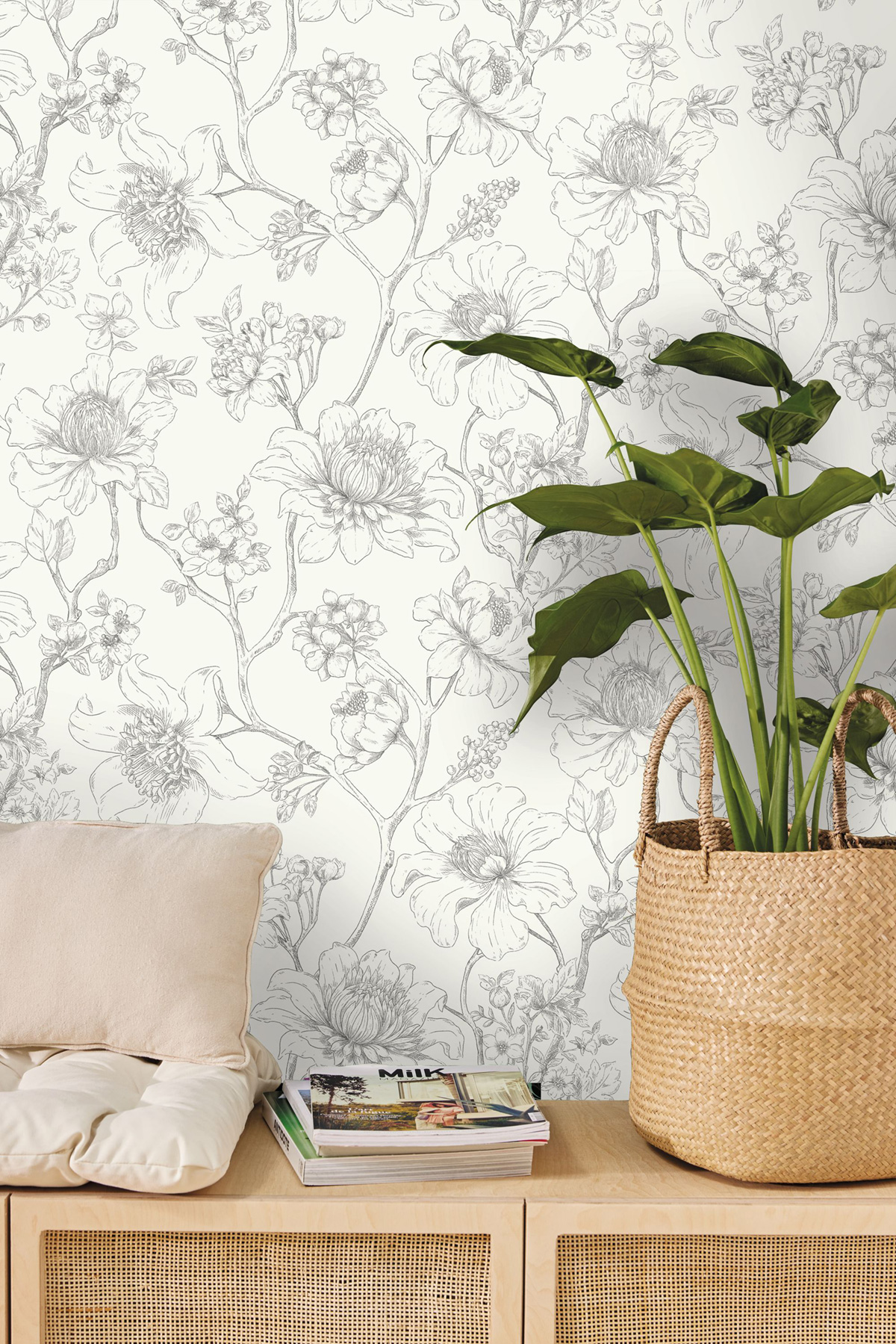 Papier peint Floral Silent Garden noir - Moonlight 3 de Casélio | Réf. MNL3107070932