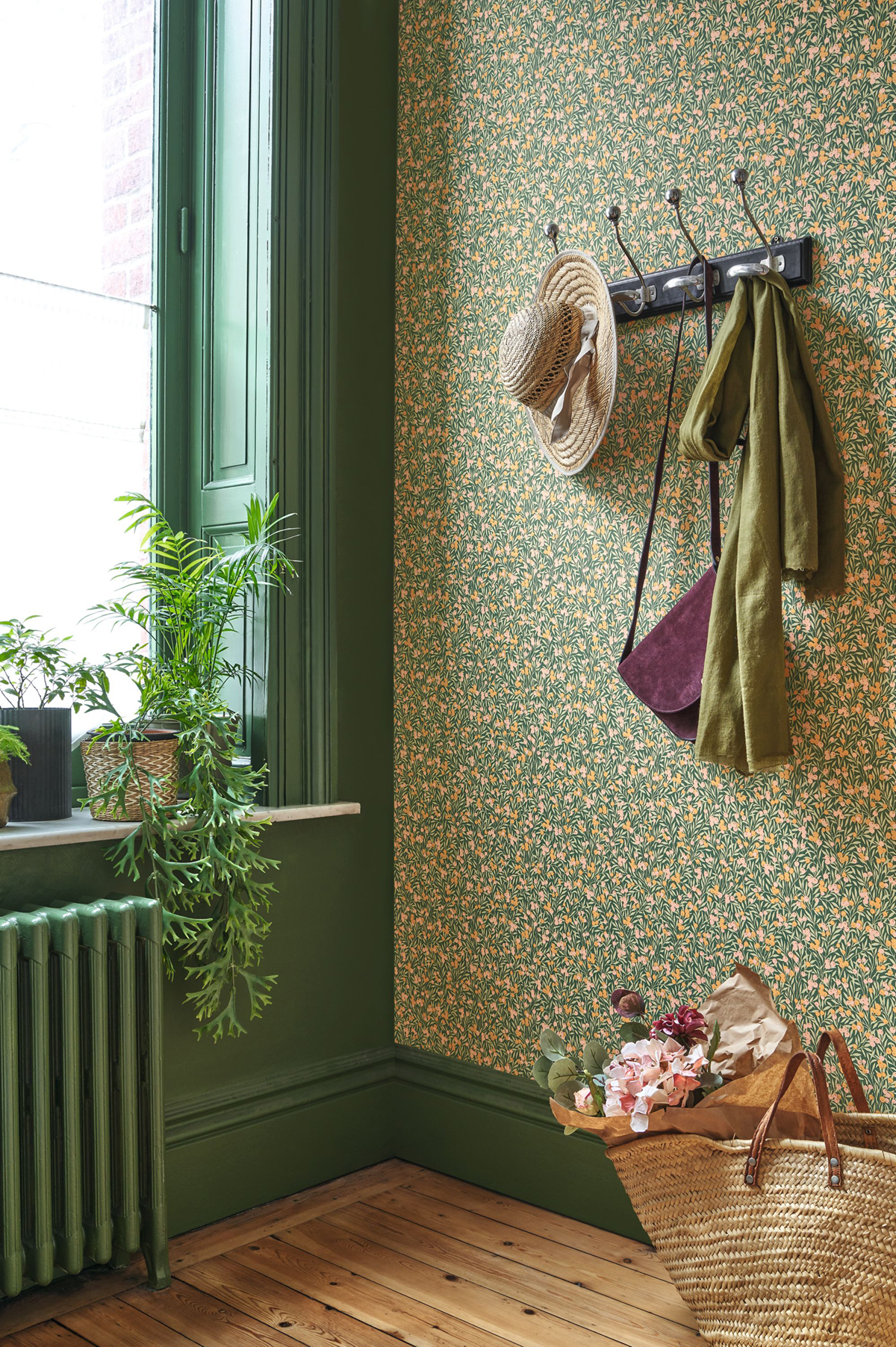 Papier peint Feuillage Cherry vert nude - Flower Market de Casadéco | Réf. FLOM89227417