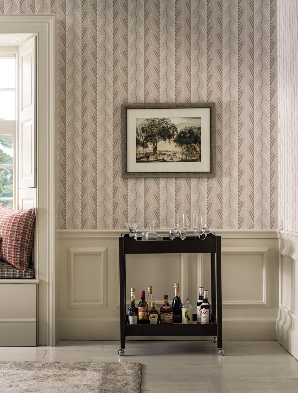 Papier peint Feuille Meridor beige - Signature de Nina Campbell AMB3 | Réf. OSB-NCW4494-01