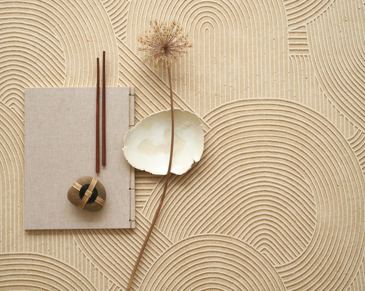 Papier peint Jardin des Pierres sable - Kyoto de Casadéco AMB2 | Réf. KYTO88751850