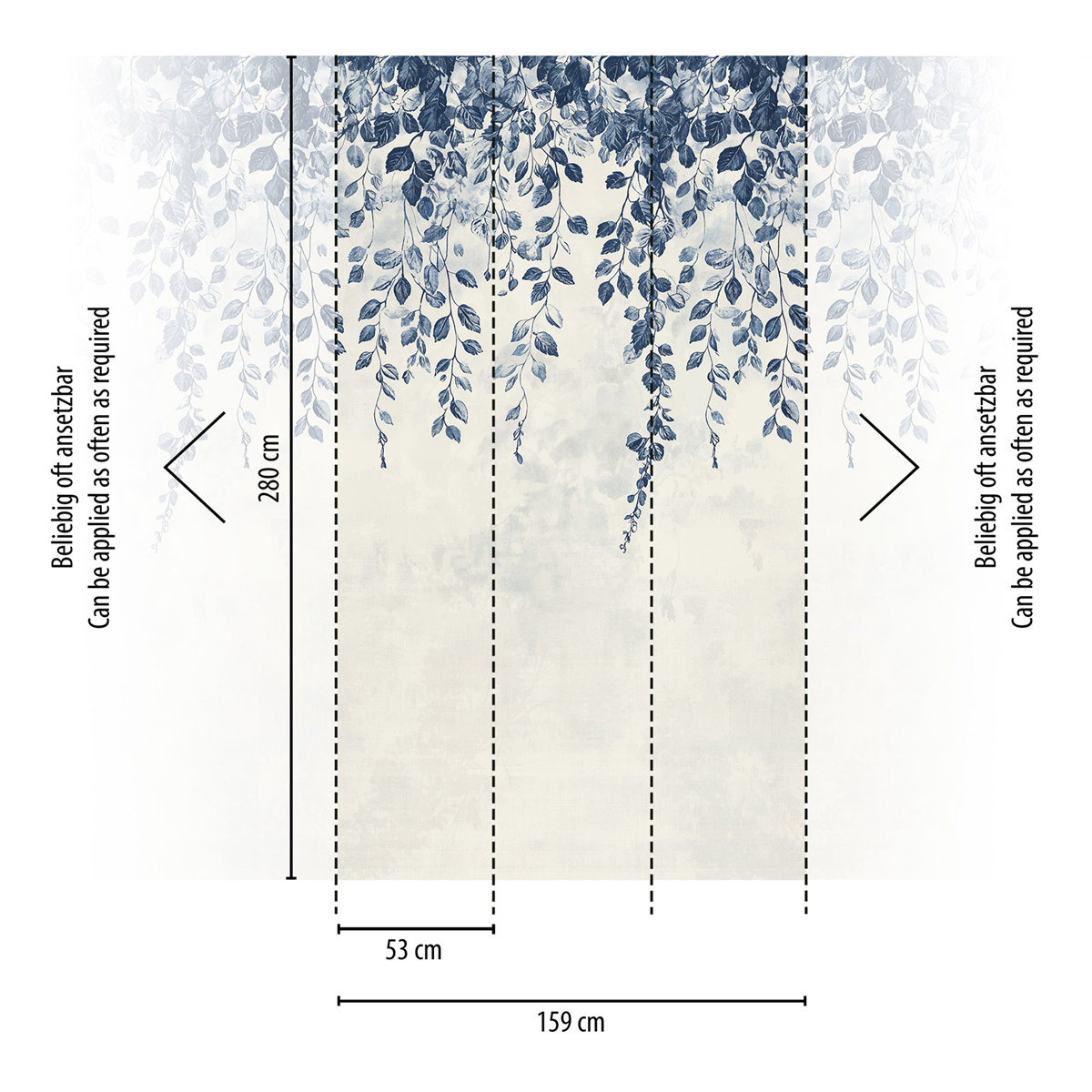 Papier peint panoramique Plante Tombante Hanging Garden bleu marine - Cosmoliving d'A.S. Création REGLE | Réf. AS-791445