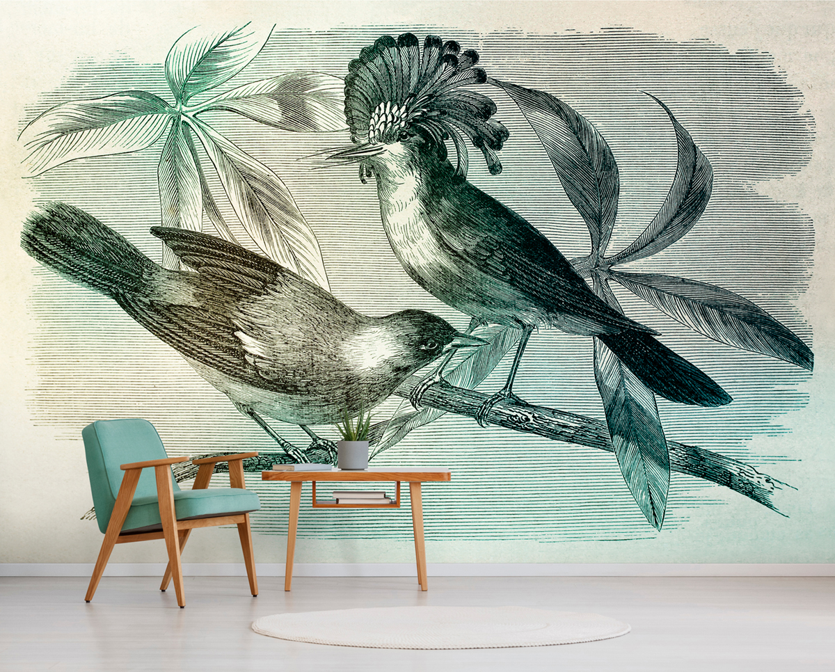 Papier peint panoramique Oiseau Vintage Birds 1 - Référence DD110431 - Intissé 200g/m2 - Standard 400 x 270