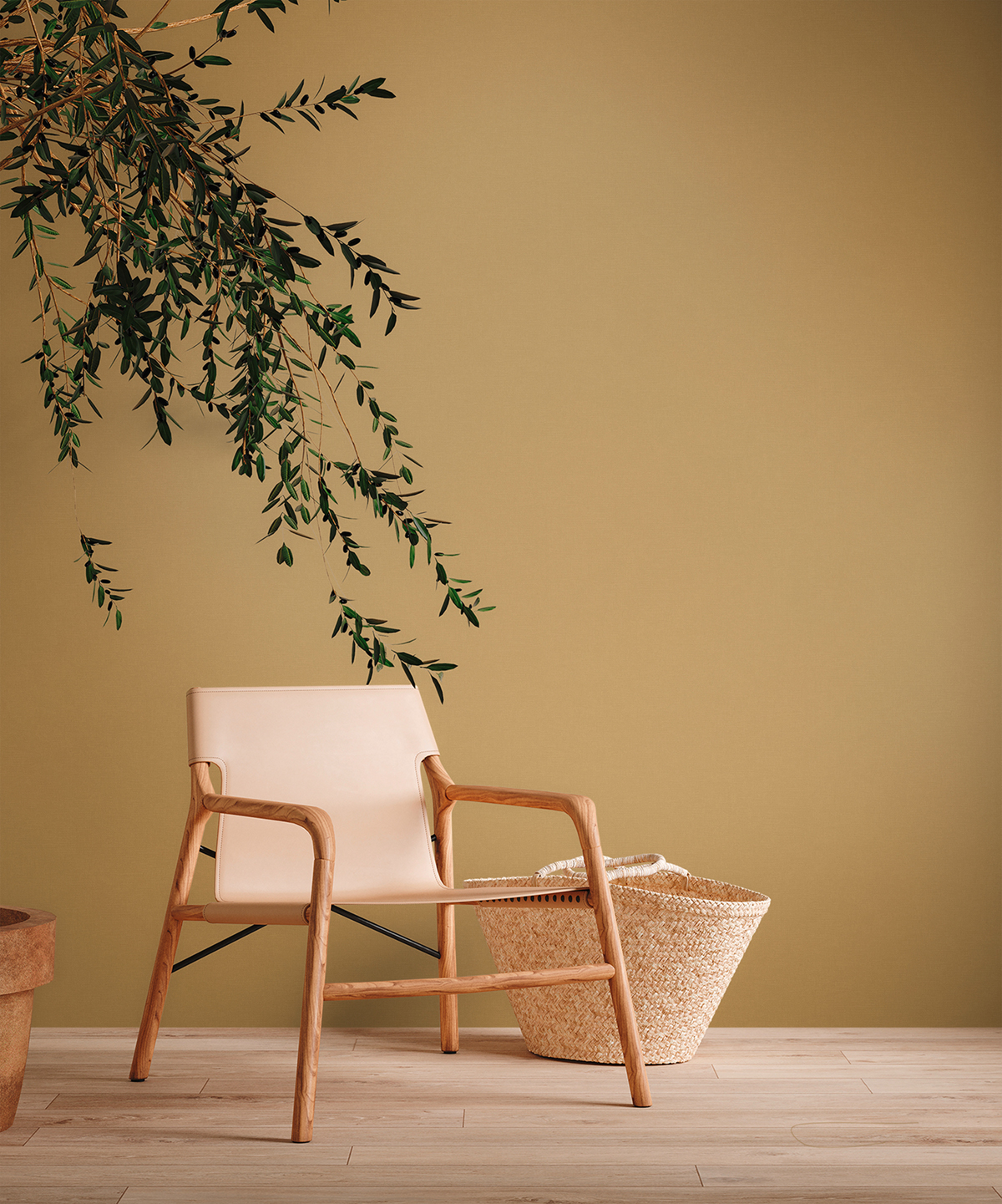 Papier peint Uni Charme Bali jaune moutarde - Metropolitan Stories 3 d'A.S. Création AMB2 |  Réf. AS-392665