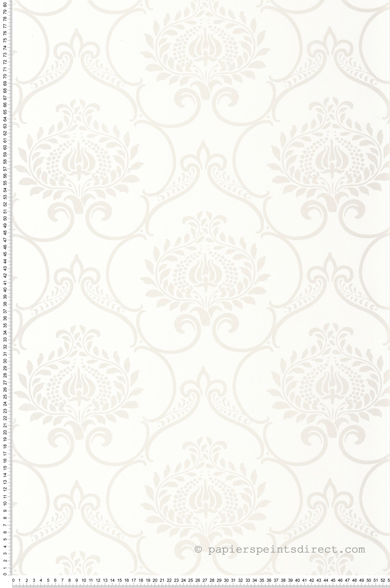 Papier peint Ornements Floraux Panache blanc nacré - Elixir de Casadéco | Réf. EXIR202010160