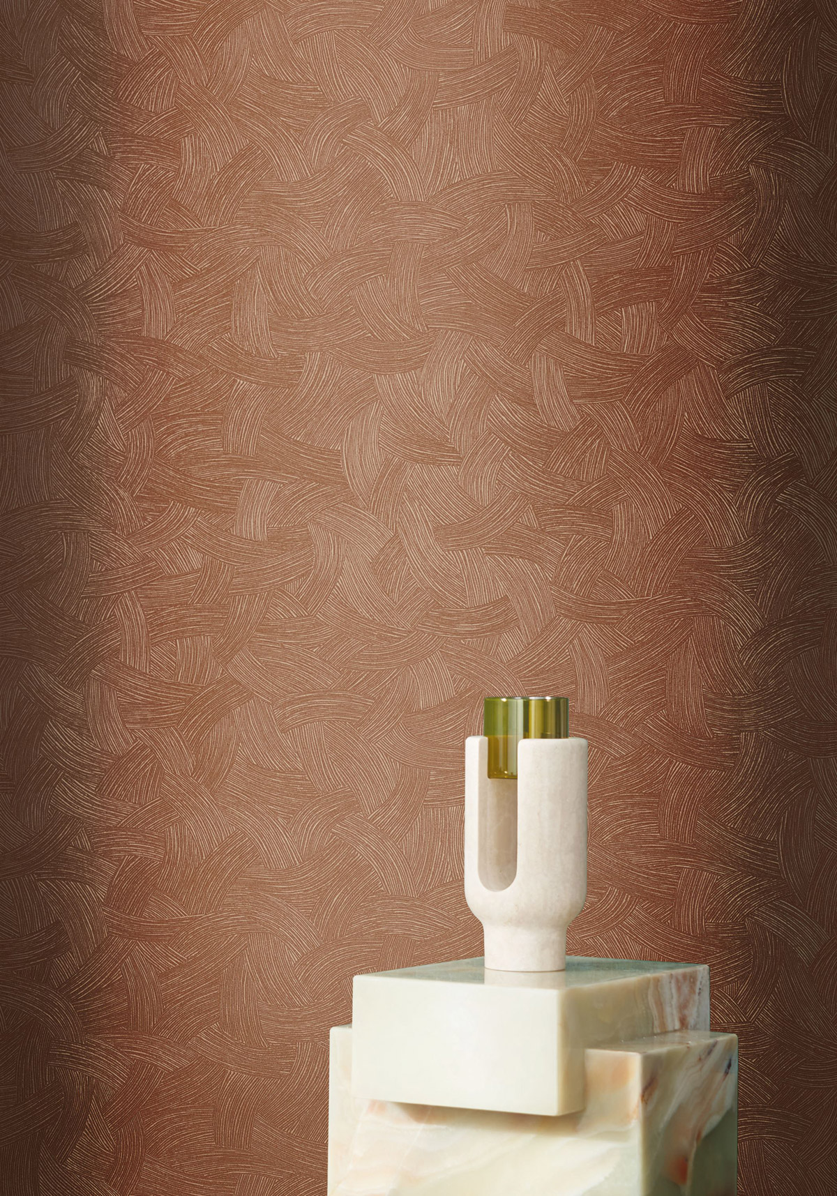 Papier peint Mouvement Graphique Bérénice terracotta cuivré - Magnitude de Casamance | Réf. CAS-76662548