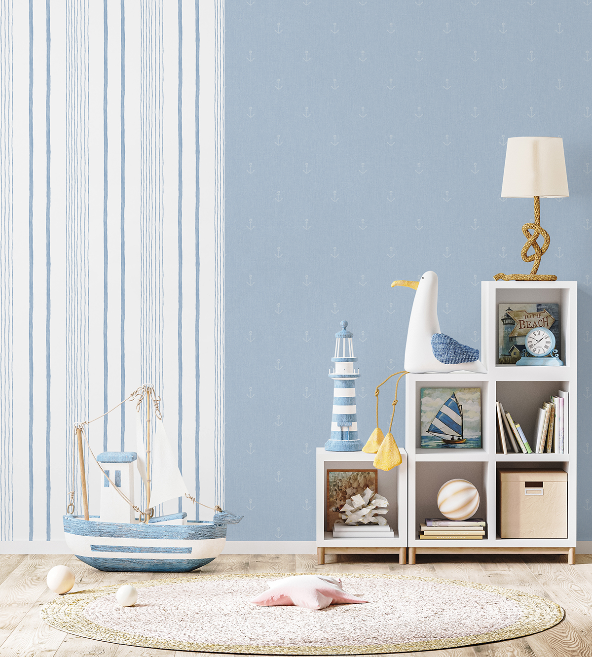 Papier peint Rayure Abstraite bleue - La belle histoire d'Ugépa | Réf. UGP-M33311